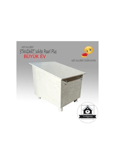 Kedigram Kedi Kulübesi Standart White Pearl Plus Kedi Evi Yağlı Boyalı