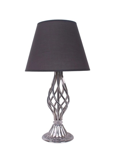 Füme Kumaş Başlık Metal Burgulu Ayaklı Modern Abajur 50x25cm