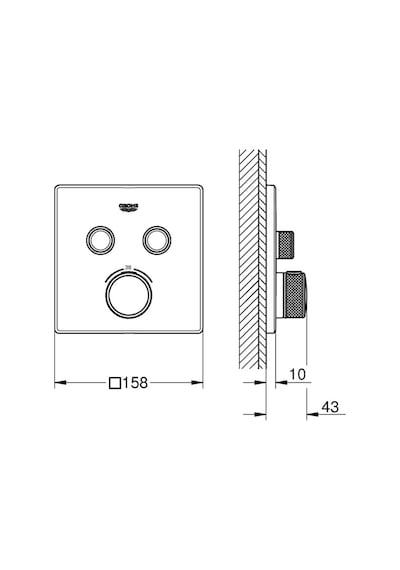 Grohe Grohtherm Smartcontrol Çift Valfli Akış Kontrollü, Ankastre Termostatik Duş Bataryası - 29124dc0 Gri