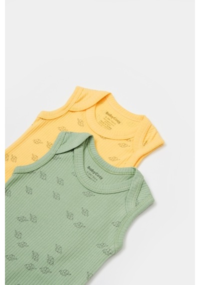 BabyCosy Organik Modal Fil Baskılı 2 Li Askılı Badi 001