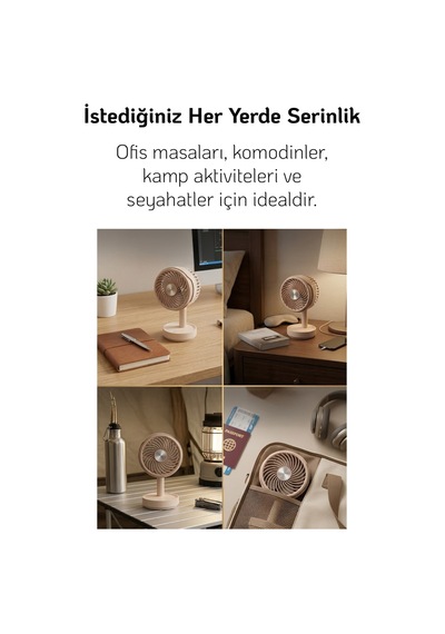 El Fanı Masaüstü Vantilatör Soğutucu Teleskopik 3 Kademe Type-c Hızlı Şarj Mini Soğutucu