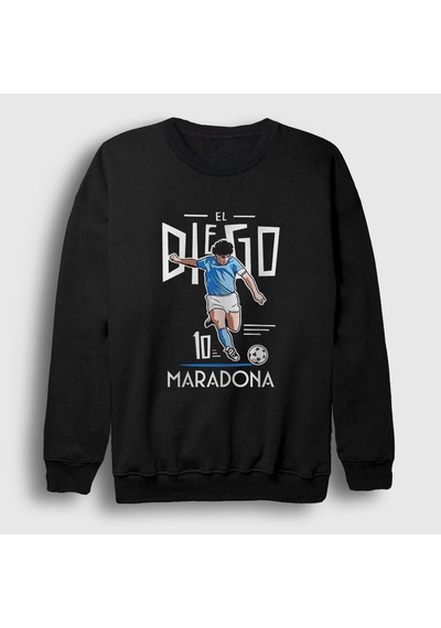 Presmono Unisex Futbol Sut Maradona Sweatshirt Siyah