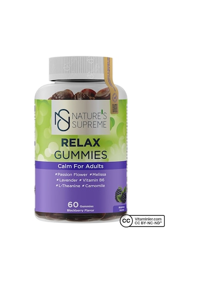 Natures Supreme Relax Gummies 60 Çiğnenebilir Form Böğürtlen