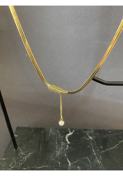 Minimal İncili Kılçık Çelik Kolye