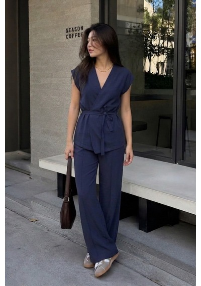 Seeh Lacivert Basic Yelek Pantolon Takım Sh241 Standart