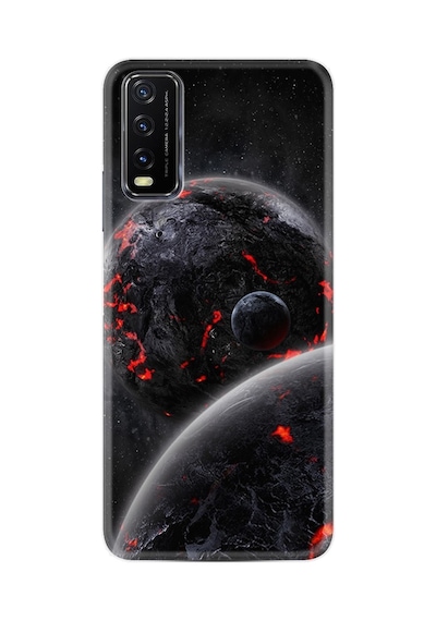 Vivo Y12s Kılıf Resimli Desenli Silikon Platinium Series Kara Dünya 1902