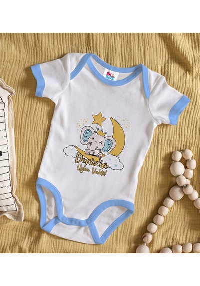 Bitmeyenkartus Bk Kids Kişiye Özel Mavi Bebek Body Zıbın - Model 131 Çok Renkli