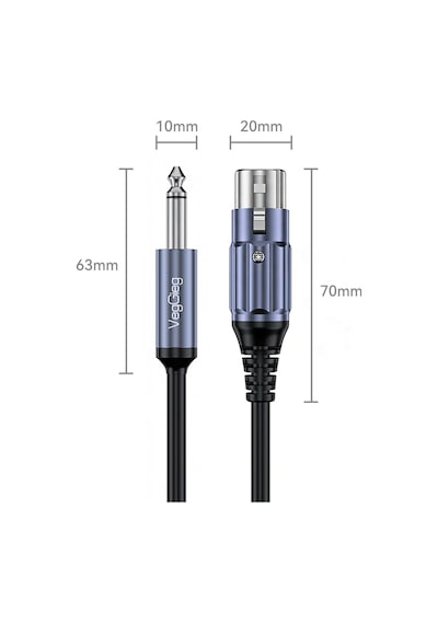Veggieg 6.35mm To Xlr Dişi Mikrofon Kablosu Hi-fi Ses Kalitesi Ofc Bakır Enstrüman Ses Kablosu 2 Metre