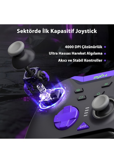 Pxn P5 8k Kablosuz Gaming Controller Kapasitif Joystick, 8000hz Polling, Hall Effect Tetik, 4 Makro Tuş,