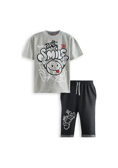 Just Smile Erkek Çocuk T-shirt Kapri Şort Takım