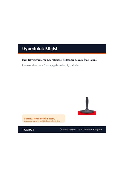 Trobus Cam Filmi Uygulama Aparatı Saplı Silikon Su Çekçek İnce Uçlu Ragle Siyah Kırmızı