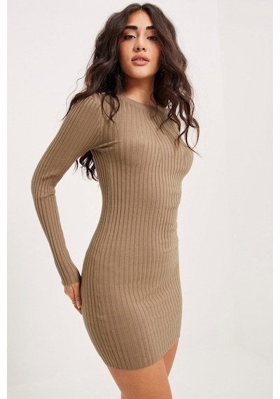 Madmext Bej Bodycon Fitilli Mini Elbise Mg1710-bej