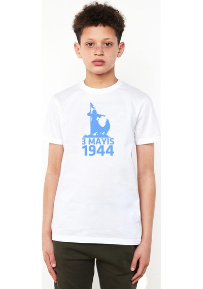 Tshirthane 3 Mayıs Türkçülük Günü Beyaz Çocuk Bisikletyaka Tshirt Beyaz