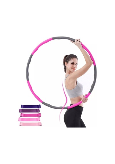 1500 Gr Hula Hoop Egzersiz Çemberi +5'li Latex Direnç Bandı, Tek Ebat, 1500hlpp, Pembe Çok Renkli