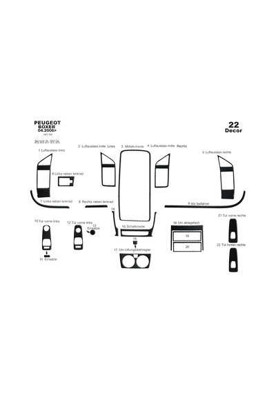 Peugeot Boxer Jumper Ducato Torpido Kaplama 2006 22 Parça Siyah Karbon