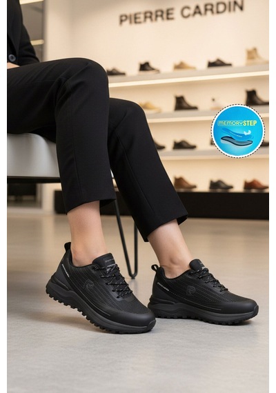 Pierre Cardin Siyah Hafızalı Taban Hafif Bağcıklı Kadın Spor Ayakkabı Pcı-11078 G Siyah
