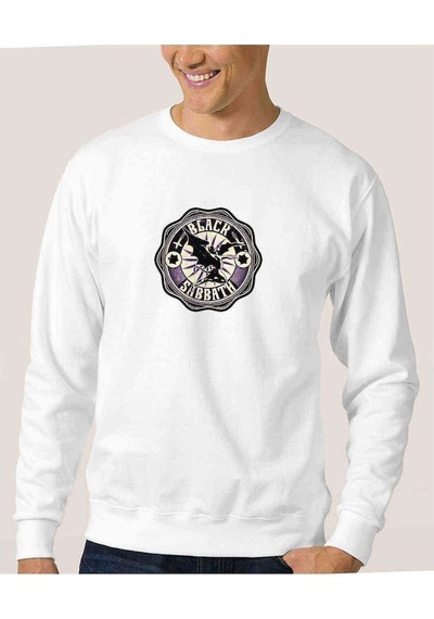 Black Sabbath Tur Sabbath Baskılı Beyaz Erkek Örme Sweatshirt