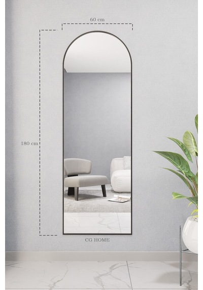 Dekoratif Ayna Oval Boy Ayna Duvar Aynası 180x60 Cm 180 X 60 Siyah 18061806775 Siyah