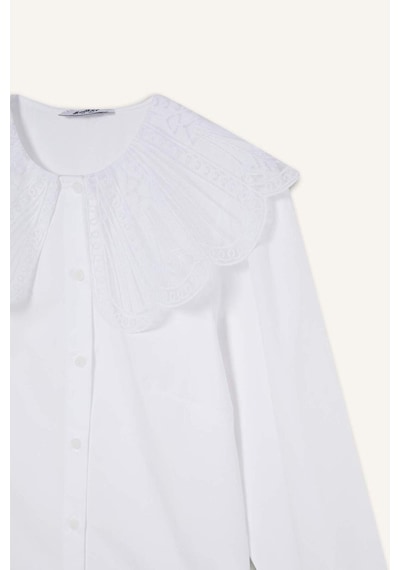 DeFacto Regular Fit Geniş Yakalı Poplin Uzun Kollu Tesettür Gömlek Tunik F2731AX25SMWT34