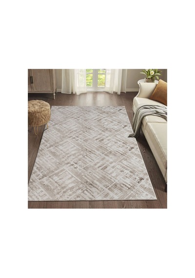 Plato Halı Parantez Efsane Lüks Oturma Odası, Salon, Antre, Yıkanabilir Polyester Kaymaz Taban Kahve Halı