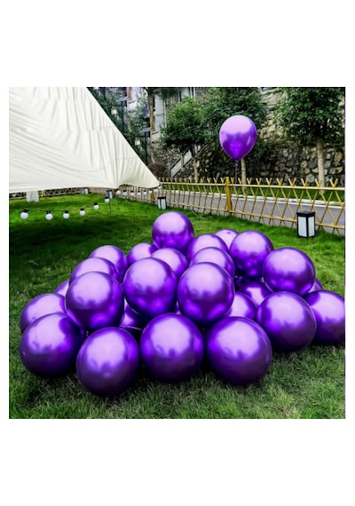 10 Adet 12 İnç Metalik Balon Helyum Uyumlu Parlak Lateks Parti & Organizasyon Balonu Mor