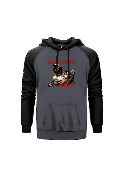 Disturbed Asylum Gri Renk Reglan Kol Sweatshirt Gri