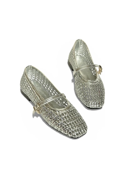 Fox Shoes Y726431709 Gümüş Örgü Görünümlü Kadın Babet Gümüş