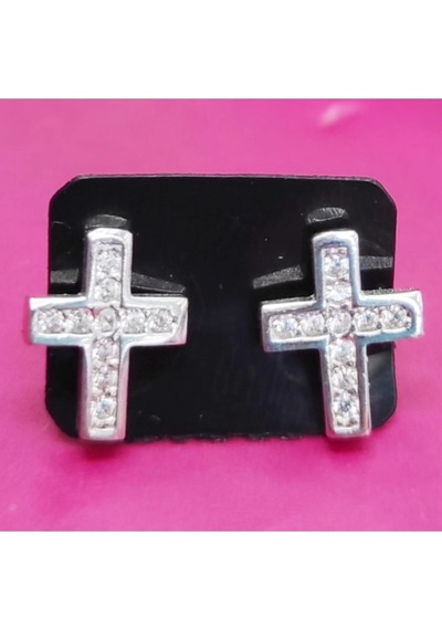 Oriental Kuyumculuk Jewellery Taşlı Gümüş Haç Küpe Gümüş