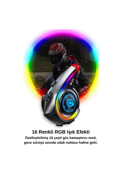 Hubrendy Kargo Y21 Rgb Işık Efektli Intercom Bluetooth Motosiklet Kask Kulaklığı Intercom Kulaklık 23477160