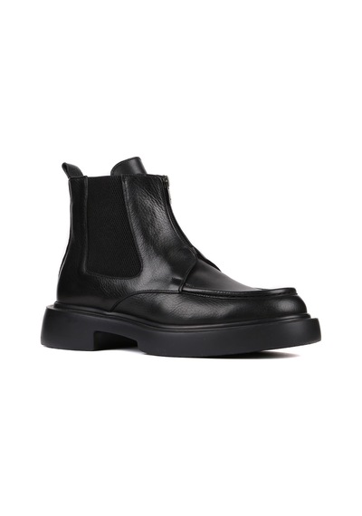 Shoetyle - Siyah Deri Fermuarlı Erkek Bot 250-085-1077 Siyah
