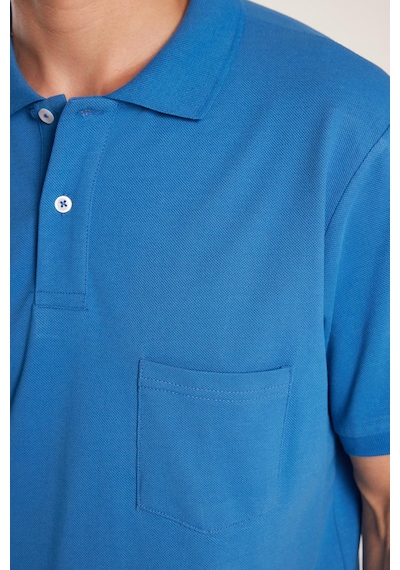 Tudors Erkek Regular Fit Klasik Kesim %100 Pamuk Düz Pike İndigo Polo Yaka Tişört-33313 Indigo
