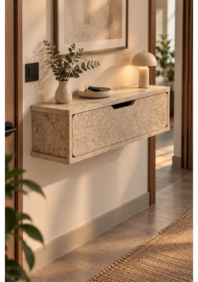 Sulorahome Duvara Monteli Kapaklı Antre Rafı Ve Dolabı Sand