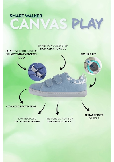 Smart Walker Canvas Play Eco Açık Mavi Barefoot Çocuk Ayakkabı