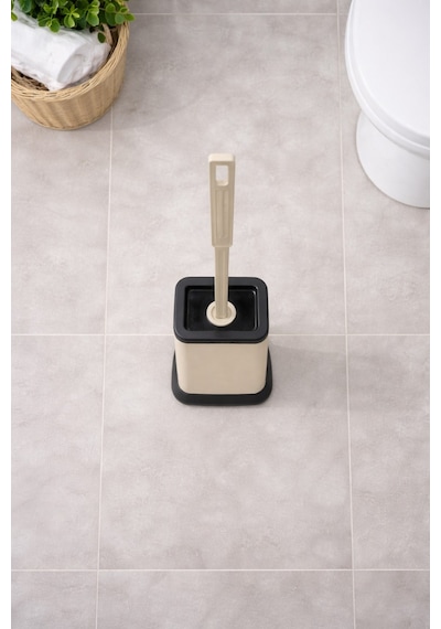 Tuvalet Fırçası Standlı, Modern Banyo Wc Temizleme Fırçası Kare Bej S-220 Bej