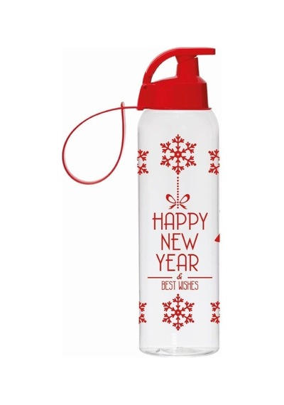 Happy New Year & Best Wishes Desenli 750ml Matara Kırmızı
