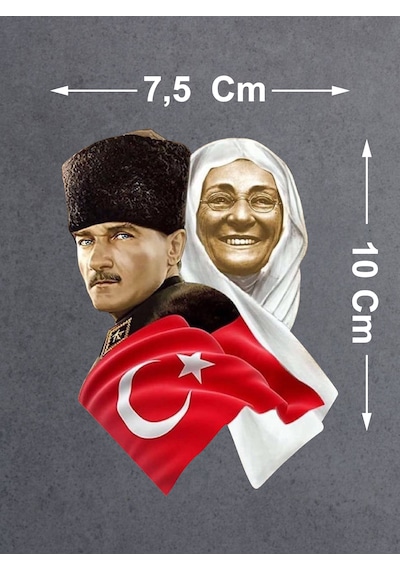 Atatürk Ve Zübeyde Hanım Sticker - Araba Oto Motosiklet Karavan Sticker - 00624 10X7,5 Cm