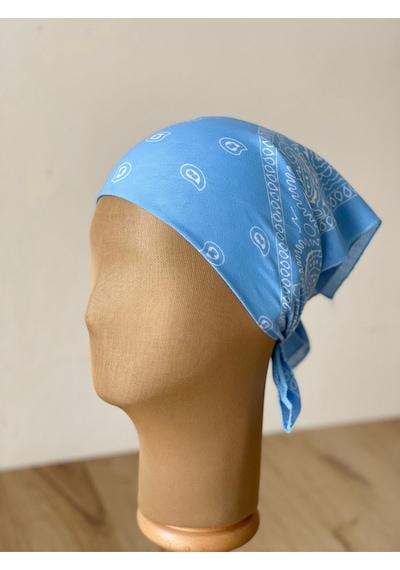 Pamuklu Klasik Desen Unisex Bandana Renkli Bandana Etnik Desenli A Kalite Bandana Mavi