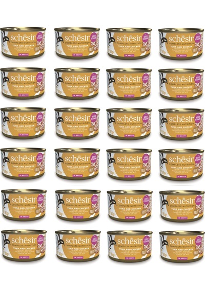 Schesir Ton Ve Tavuklu Tam Ve Dengeli Broth Pişirme Suyunda Kedi Konservesi 85 Gr. X 24 Adet