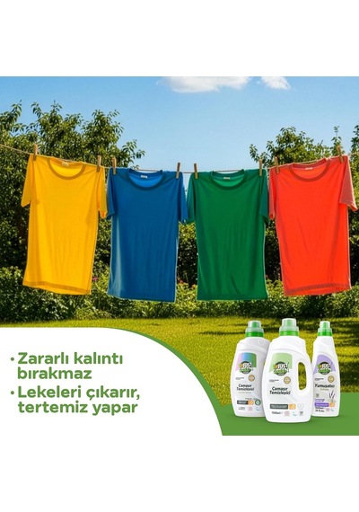 Just Green Organic Renkli Çamaşırlar İçin Doğal Sıvı Deterjan, Hassas Ciltlere Özel Hipoalerjenik & Vegan Çamaşır Deterjanı, 1500 Ml