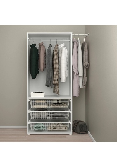 Ikea Beyaz Sağlam Kapaklı Gardırop 127x57x181 Cm