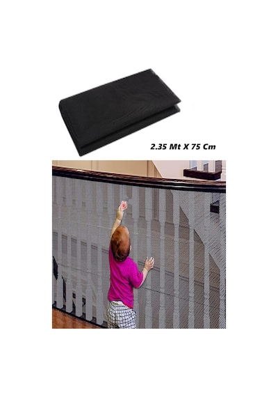 Siyah Merdiven Balkon Filesi Bebek Çocuk Ve Evcil Hayvan Koruma Güvenlik Filesi 2.35mt X 75cm