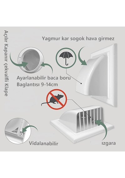 Yapıtaşı Yt548 Kapamatik Aspiratör Davlumbaz Baca Çıkış Kapağı