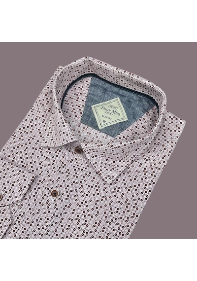 Slim Fit Pamuklu Uzun Kollu Cepsiz Gömlek Slim Fit Kalıp Pembe