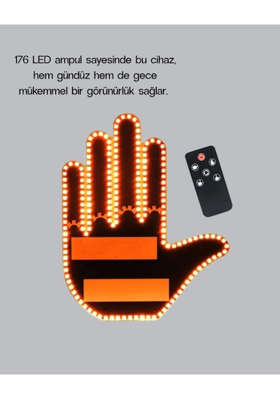 Mey İthalat El Hareketiyle Kontrol Edilen 176 Led Amber Güvenlik Lambası