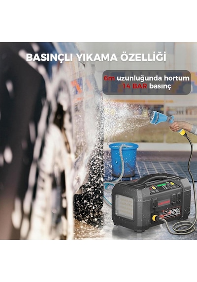 Lokithor Aw401 12v 2500amp Li-polimer Akıllı Akü Takviye + Pompa + Basınçlı Yıkama + Powerbank + Led Lamba