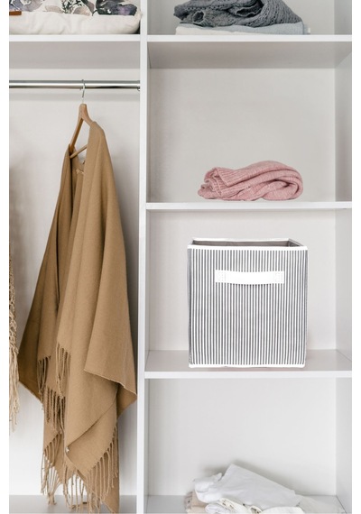 Adarya Home Dolap İçi Çamaşır Ve Oyuncak Düzenleyici Kapaksız Saklama Kutusu 30x30x30 Cm Çizgili Diğer