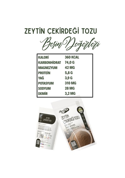 250 Gr Zeytin Çekirdeği Tozu Taze Öğütülmektedir