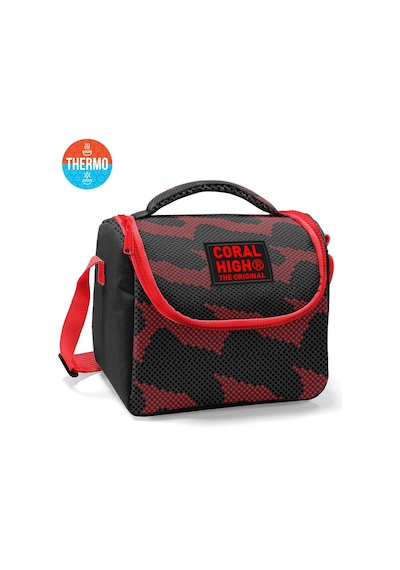 Coral High Kids Siyah Kırmızı Desenli Thermo Beslenme Çantası 37133 Siyah