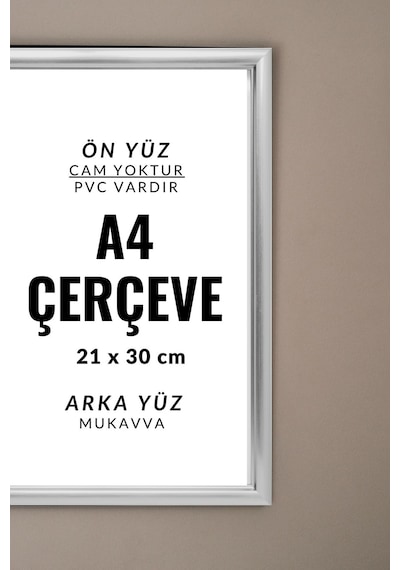 Gri-10 Adet A4 Çerçeve Diploma Belge Sertifika Fotoğraf Resim Çerçevesi Pvc 10lu Platin