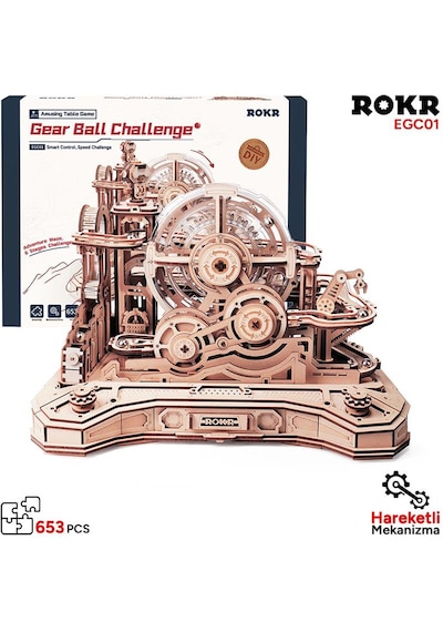 Rokr Egc01 Gear Ball Challenge Dıy Minyatür Maket Model Seti Ahşap 3d Wooden Puzzle 3d Model Kit Detaylı Dekoratif Hobi Seti Ahşap Maket